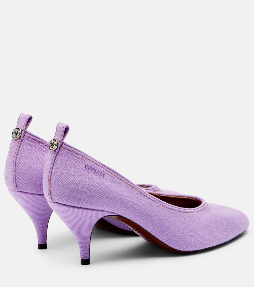 Versace Tina denim pumps in Purple - Mid Heel Pumps