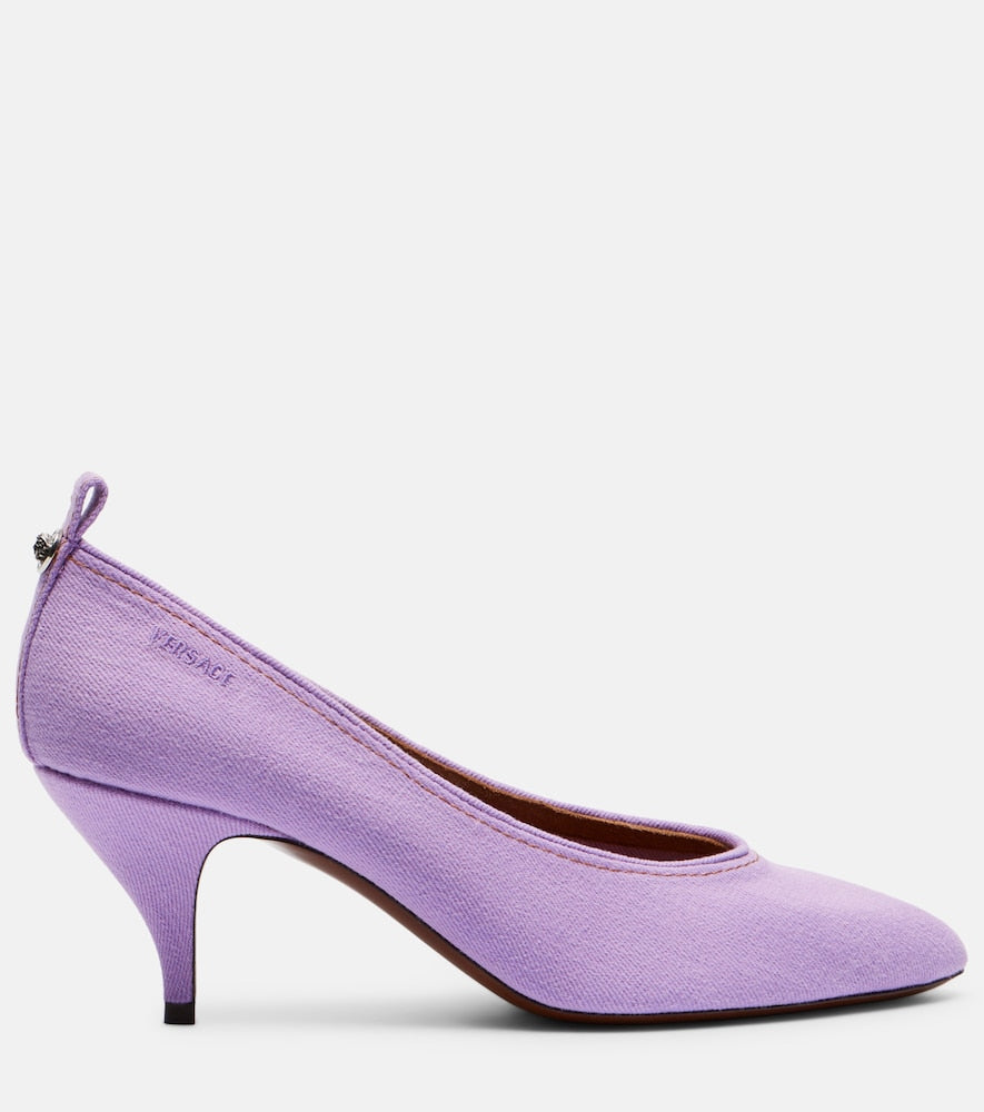 Versace Tina denim pumps in Purple - Mid Heel Pumps