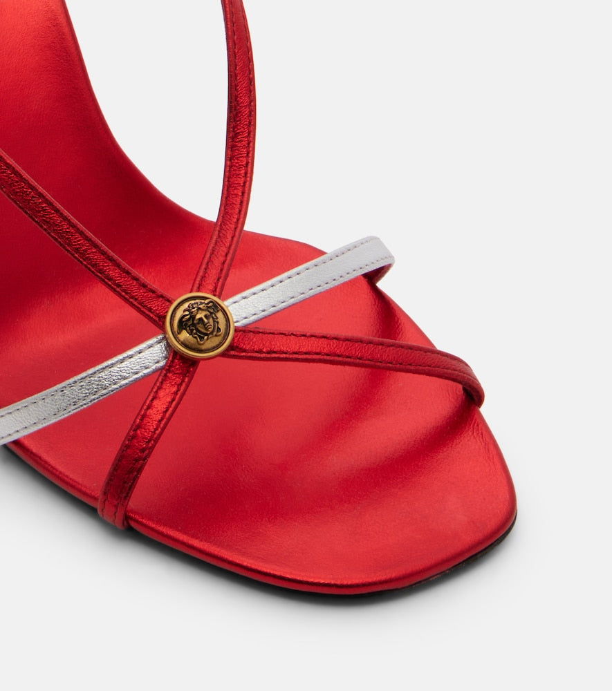 Versace Valentina leather slingback sandals - Red Mid Heel Sandals