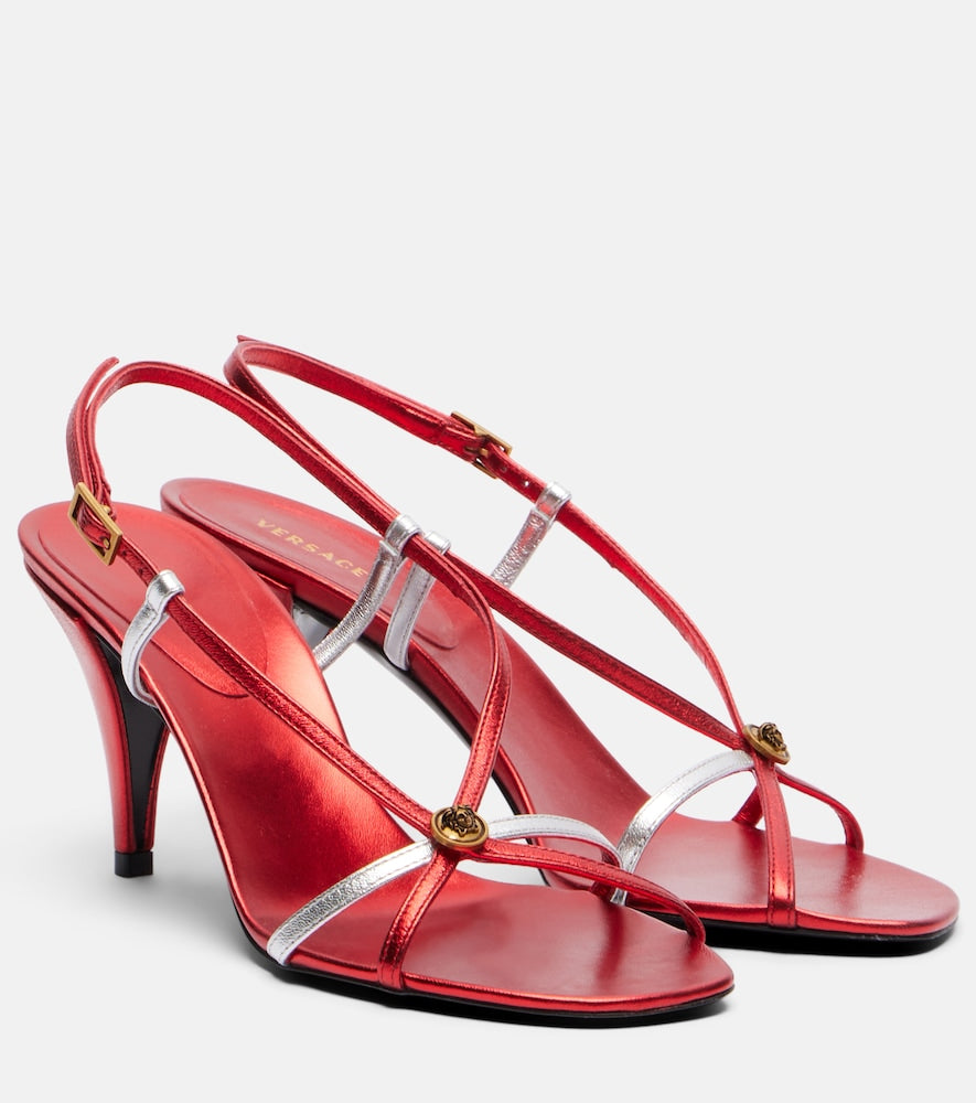Versace Valentina leather slingback sandals - Red Mid Heel Sandals