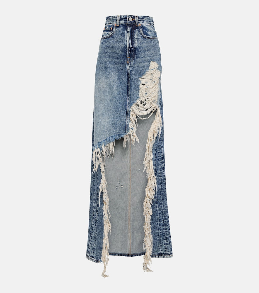 Vetements Distressed denim maxi skirt - Vetements 做旧牛仔长裙