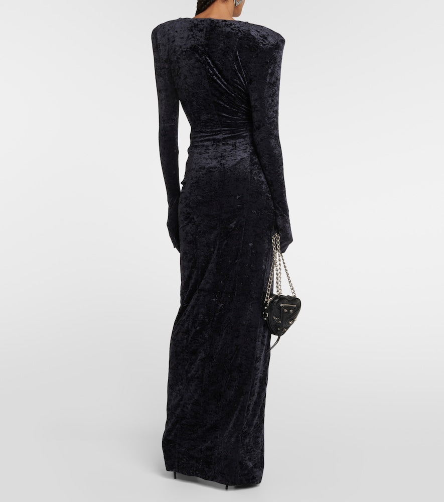 Vetements Diva gloves velvet maxi dress