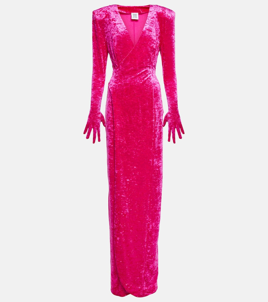 Vetements Diva gloves velvet maxi dress. Vetements Diva 手套天鹅绒长裙