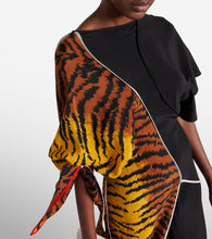 Victoria Beckham Asymmetric animal-print silk maxi dress