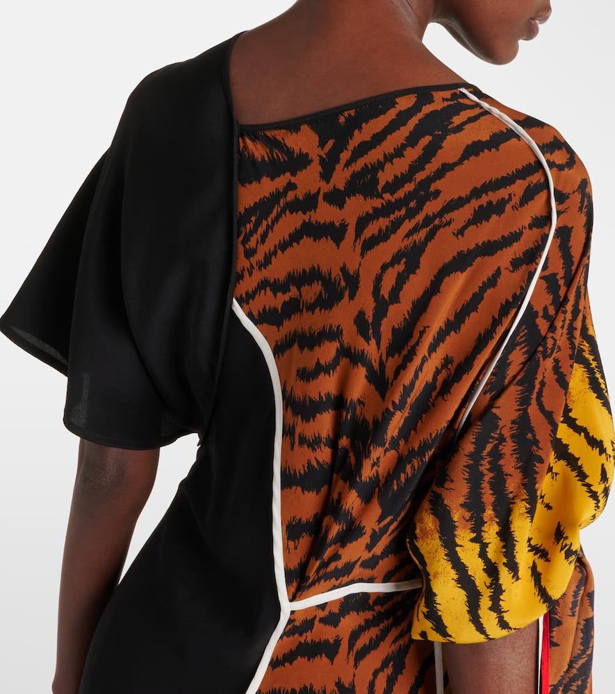 Victoria Beckham Asymmetric animal-print silk maxi dress