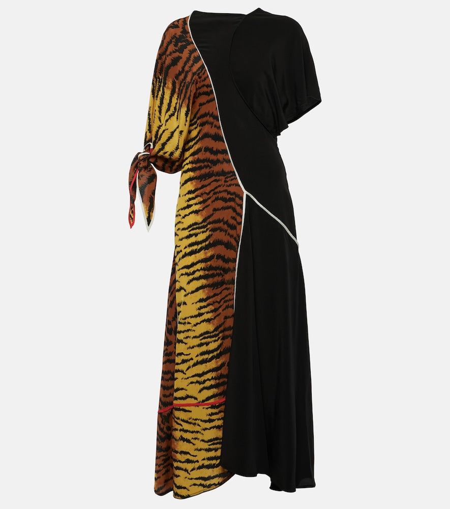 Victoria Beckham Asymmetric animal-print silk maxi dress. 维多利亚·贝克汉姆不对称动物纹真丝长裙