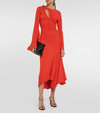 Victoria Beckham Asymmetric cutout jersey midi dress