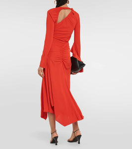 Victoria Beckham Asymmetric cutout jersey midi dress