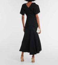 Victoria Beckham Asymmetric wool-blend crêpe maxi dress