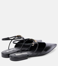 Victoria Beckham B Buckle leather slingback flats