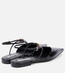 Victoria Beckham B Buckle leather slingback flats
