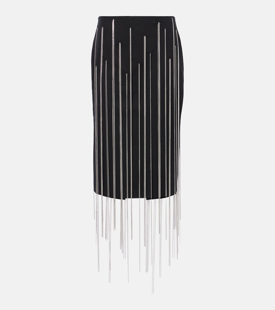 Victoria Beckham Chain-detail midi skirt - Victoria Beckham 链条装饰中长裙