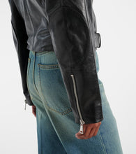 Victoria Beckham Cropped belted leather biker jacket