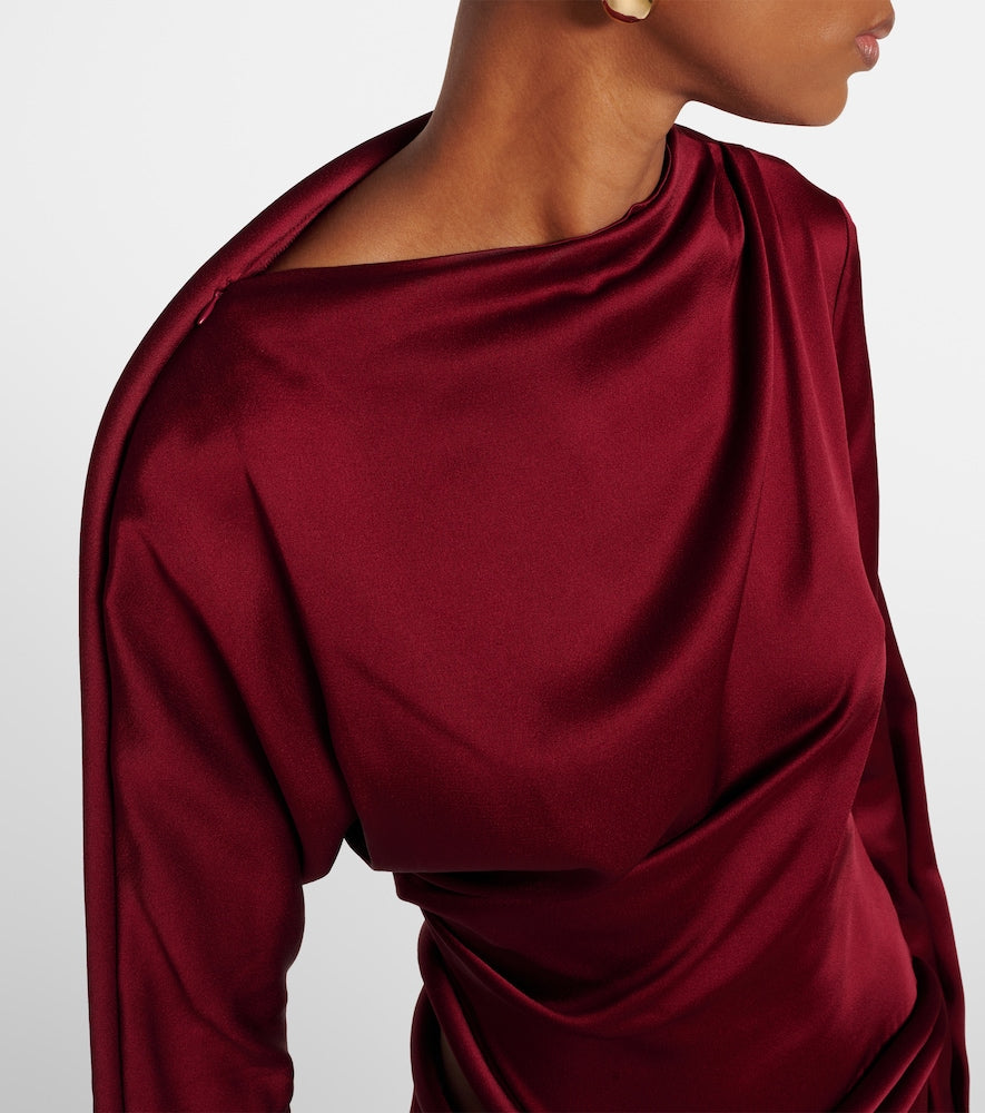 Victoria Beckham Cutout draped  satin midi dress