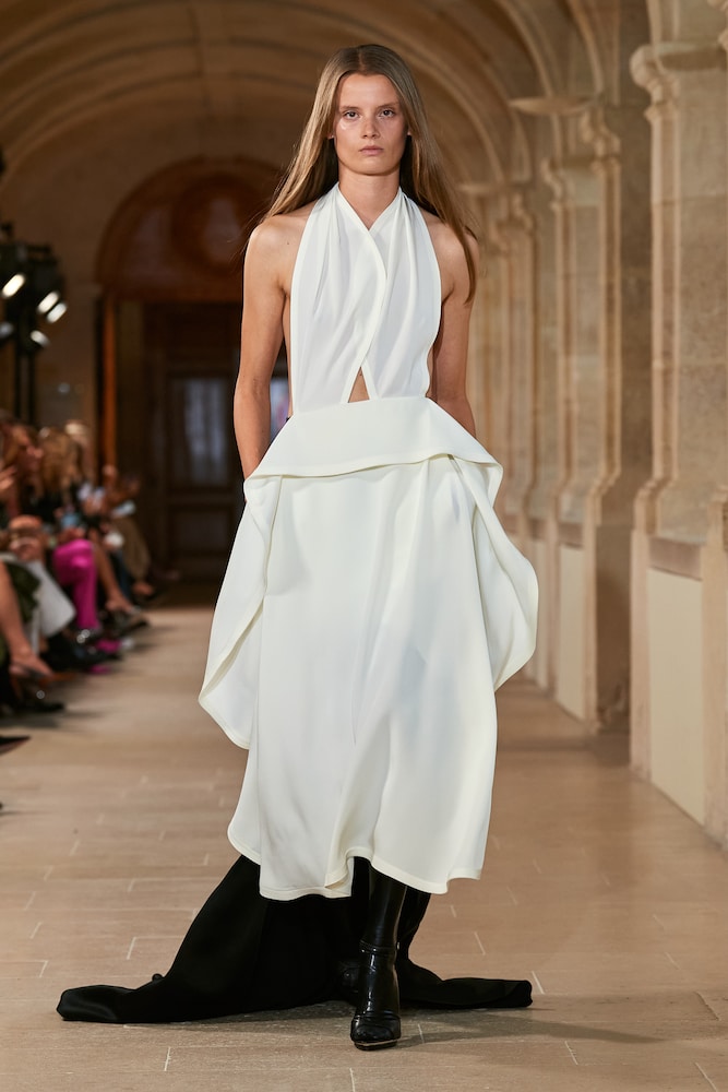 Victoria Beckham Cutout halterneck satin and  gown
