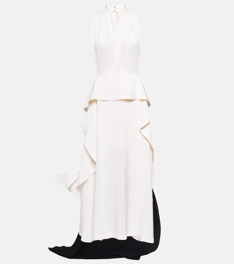 Victoria Beckham Cutout halterneck satin and  gown. 维多利亚·贝克汉姆露背吊带缎面礼服