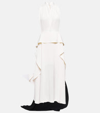 Victoria Beckham Cutout halterneck satin and  gown. 维多利亚·贝克汉姆露背吊带缎面礼服
