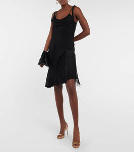 Victoria Beckham Fringe-trimmed asymmetric minidress