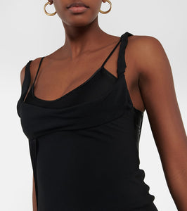 Victoria Beckham Fringe-trimmed asymmetric minidress