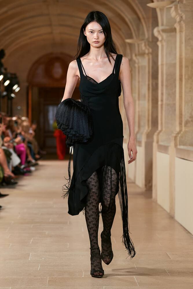 Victoria Beckham Fringe-trimmed asymmetric minidress