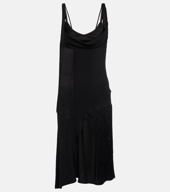 Victoria Beckham Fringe-trimmed asymmetric minidress