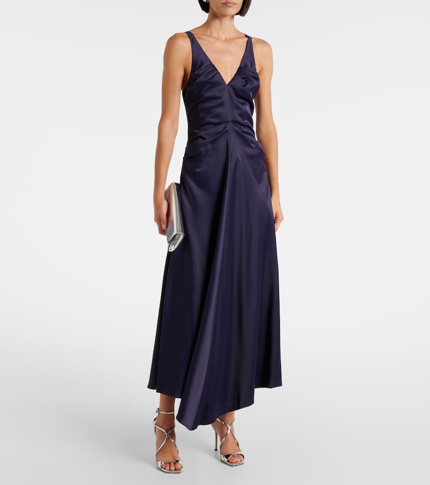 Victoria Beckham Gathered satin maxi dress