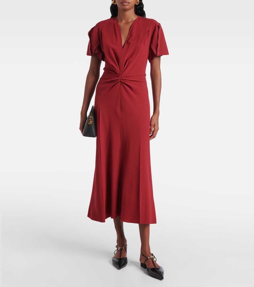 Victoria Beckham Gathered wool-blend midi dress