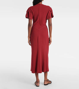 Victoria Beckham Gathered wool-blend midi dress