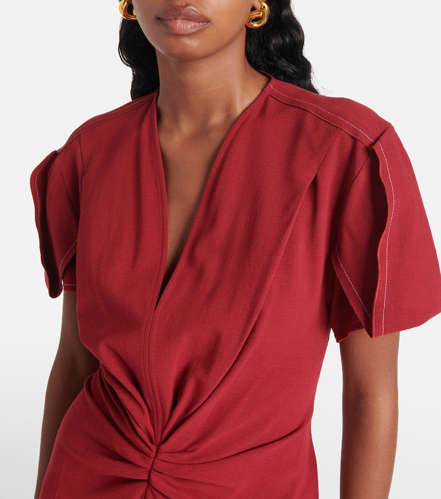 Victoria Beckham Gathered wool-blend midi dress
