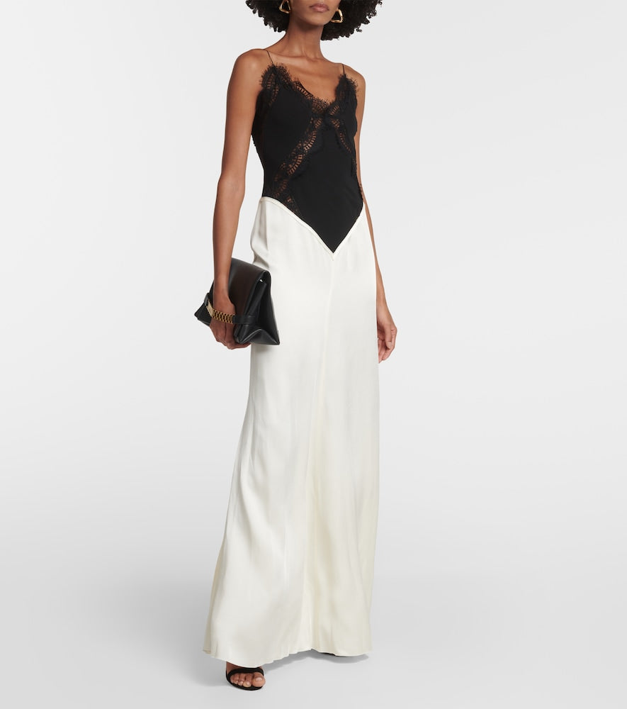 Victoria Beckham Lace-trimmed satin gown