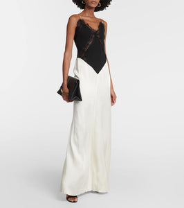Victoria Beckham Lace-trimmed satin gown