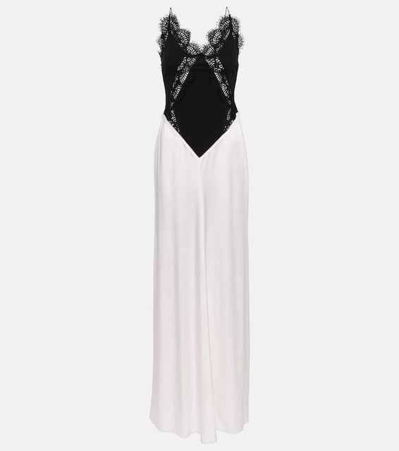 Victoria Beckham Lace-trimmed satin gown