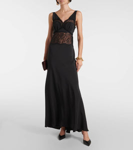 Victoria Beckham Lace-trimmed silk midi dress