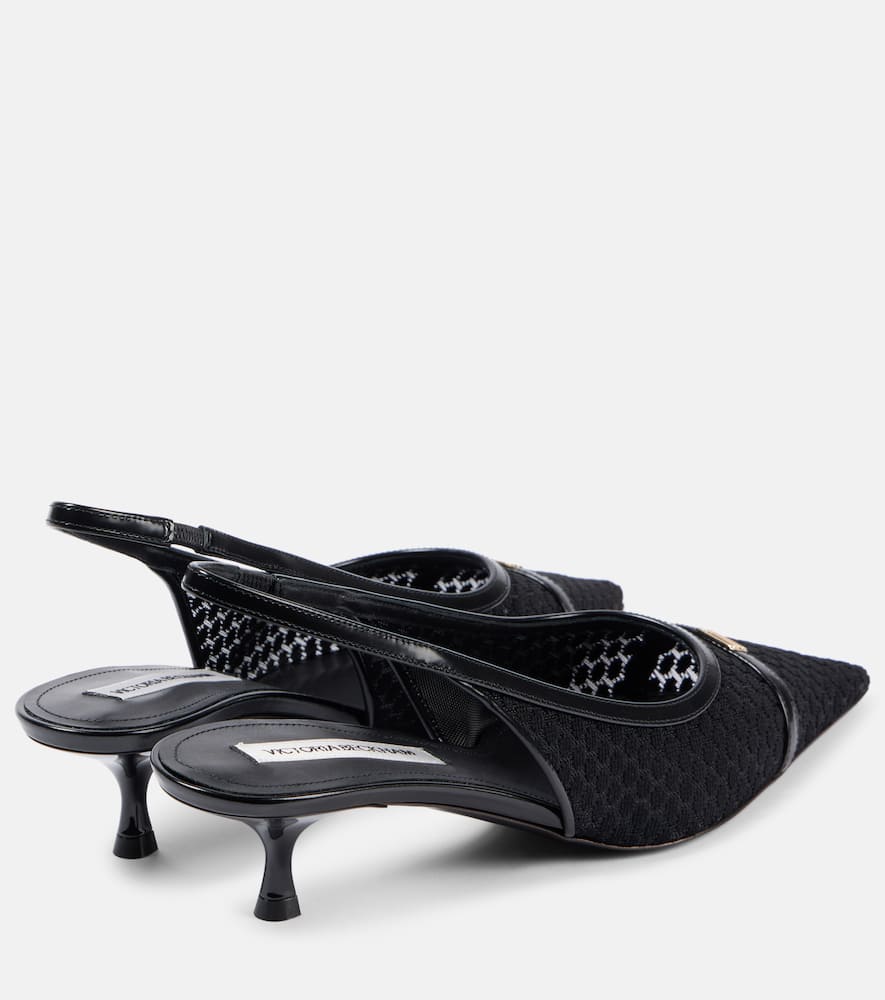 Victoria Beckham Leather-trimmed mesh slingback pumps