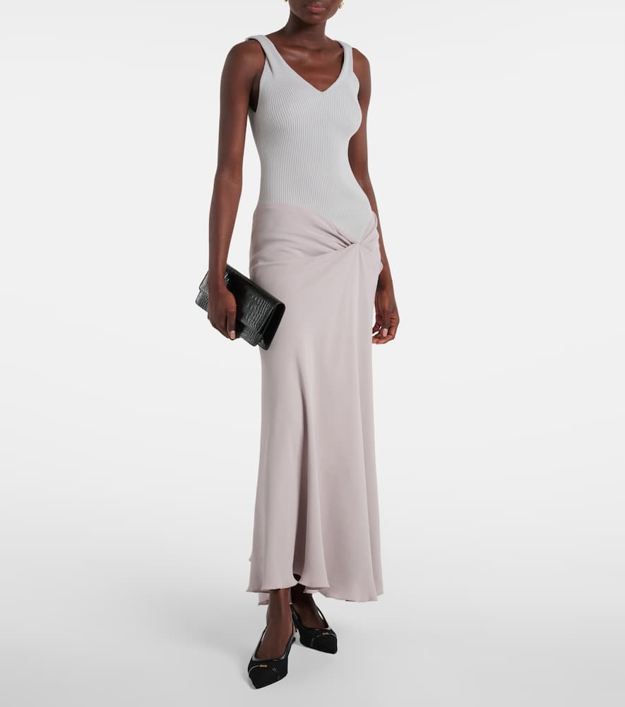 Victoria Beckham Leather-trimmed mesh slingback pumps