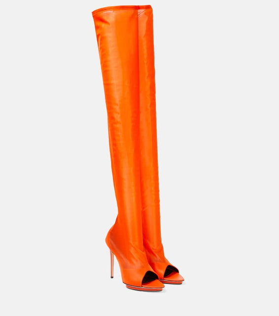 Victoria Beckham Leather-trimmed over-the-knee boots