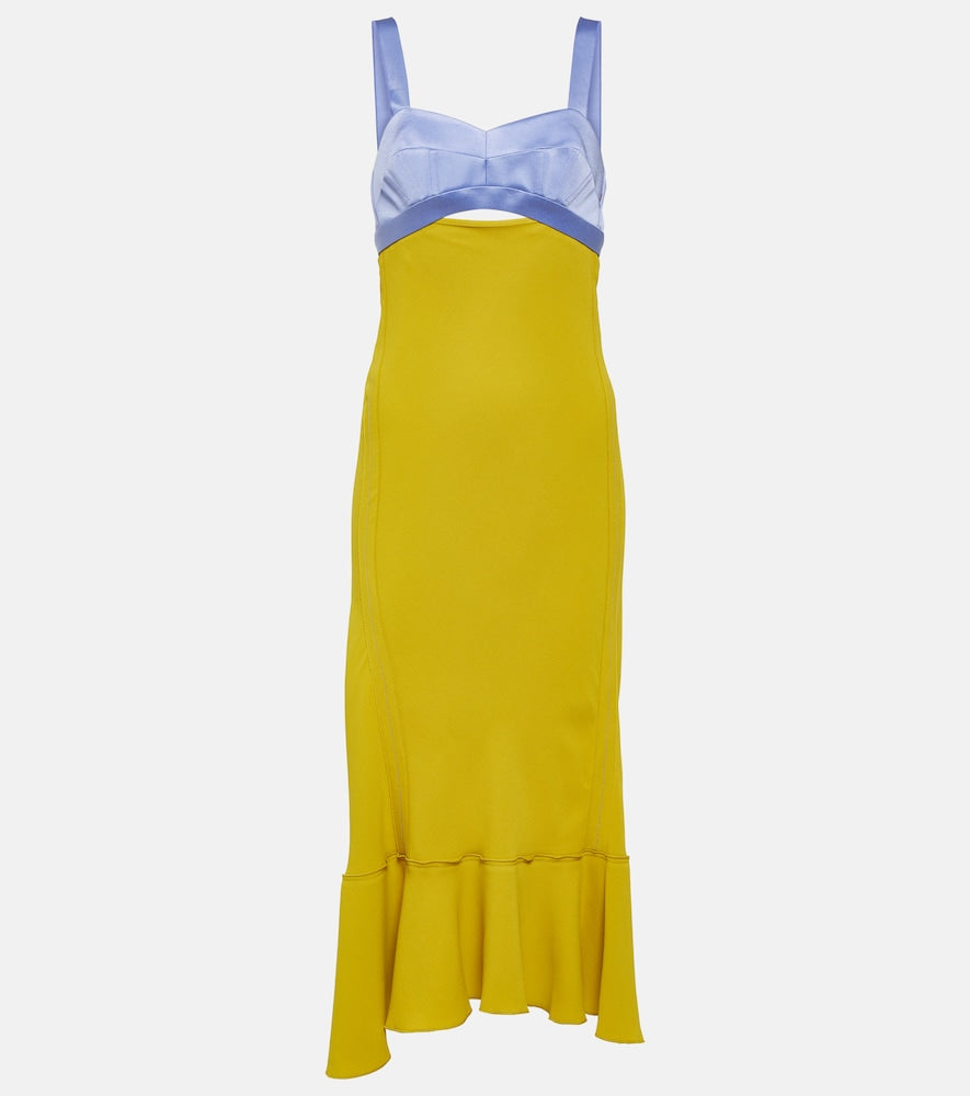 Victoria Beckham Paneled satin and cady midi dress. Victoria Beckham 缎面和绉纱拼接中长连衣裙