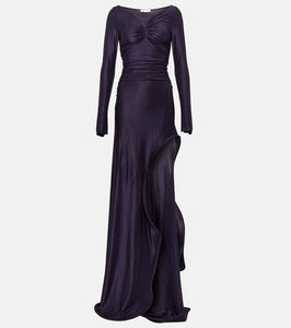 Victoria Beckham Ruched off-shoulder jersey gown