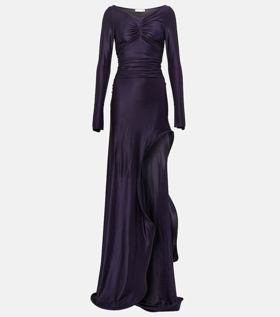 Victoria Beckham Ruched off-shoulder jersey gown