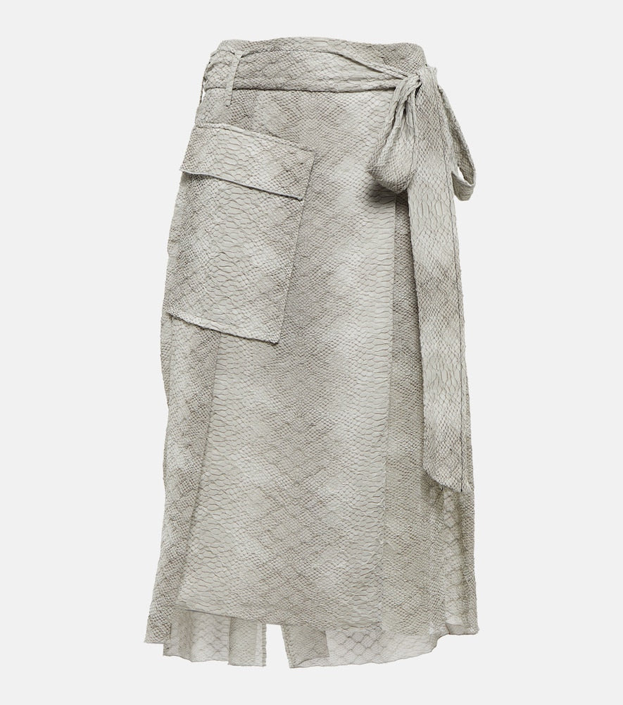 Victoria Beckham Snake-print  de chine wrap skirt - Victoria Beckham 蛇纹斜纹裹身裙
