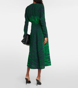 Victoria Beckham Tiger-print cady midi dress