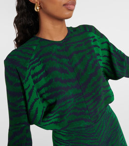 Victoria Beckham Tiger-print cady midi dress
