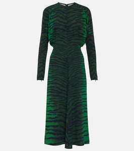 Victoria Beckham Tiger-print cady midi dress