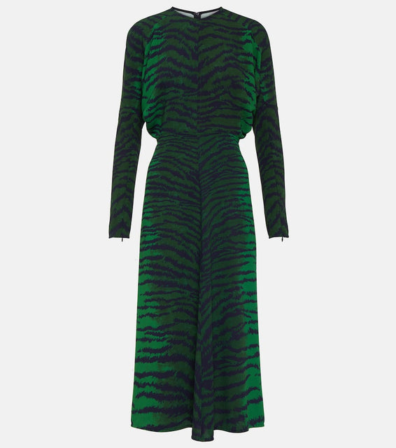 Victoria Beckham Tiger-print cady midi dress