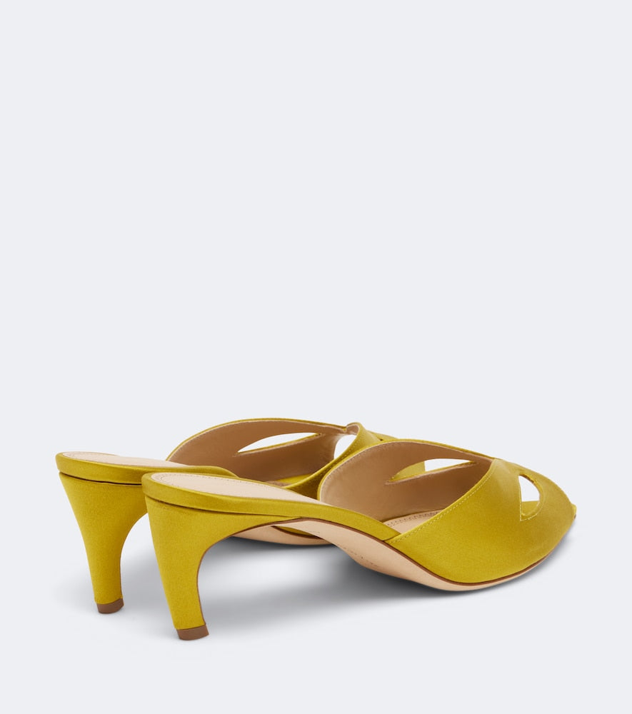 Victoria Beckham Harlow Mask satin mules (Yellow) - High-Heel Sandals