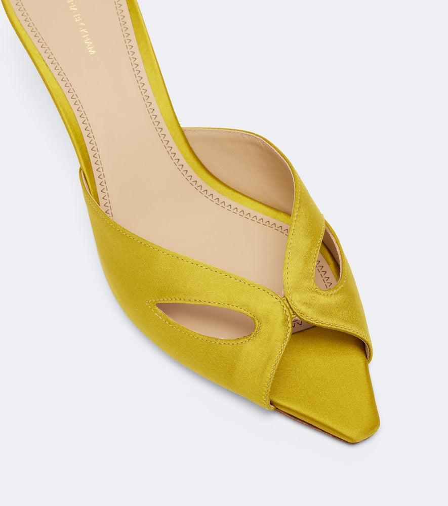 Victoria Beckham Harlow Mask satin mules (Yellow) - High-Heel Sandals