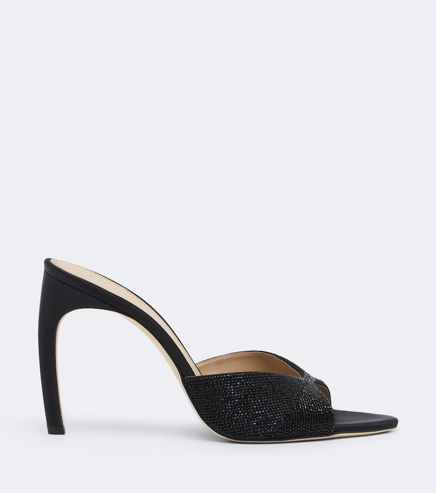 Victoria Beckham Harlow beaded satin mules in Black - High-Heel Sandals