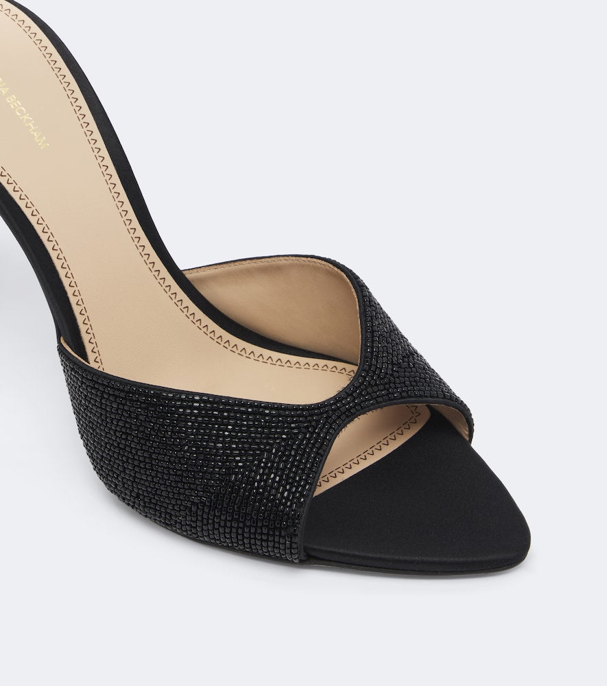 Victoria Beckham Harlow beaded satin mules in Black - High-Heel Sandals