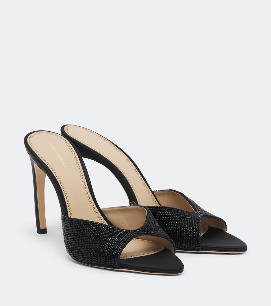 Victoria Beckham Harlow beaded satin mules in Black - High-Heel Sandals