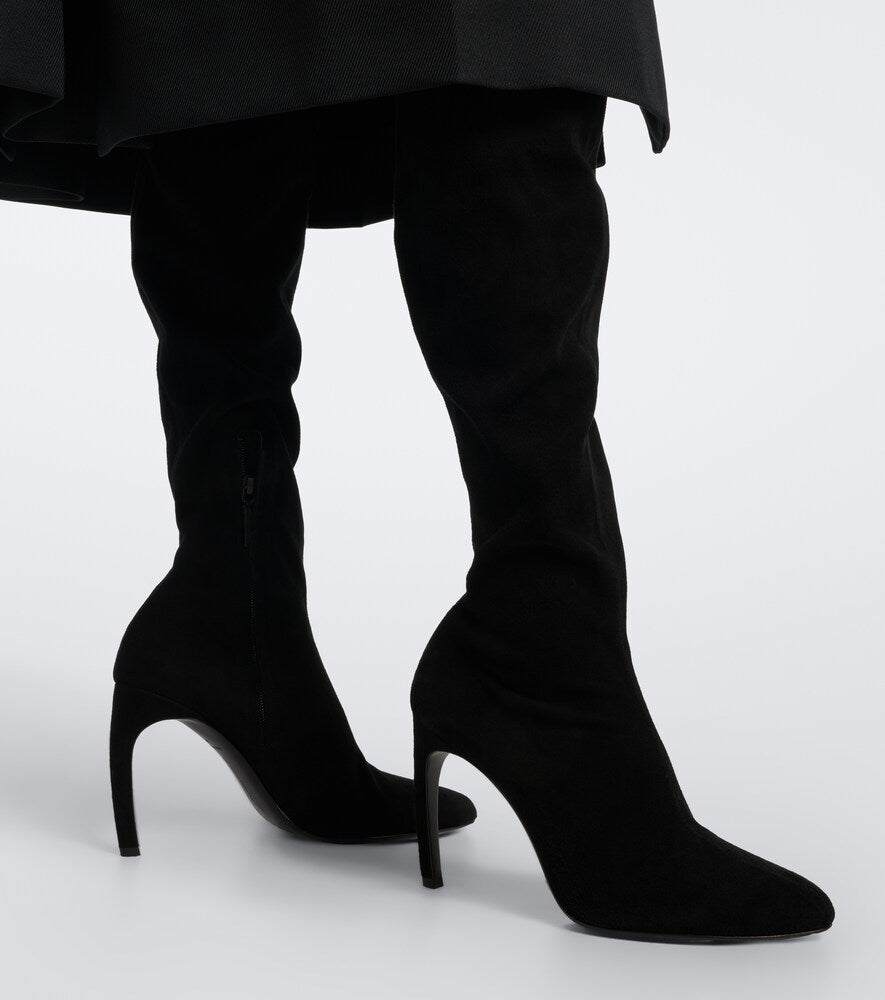 Black Victoria Beckham Harlow suede over-the-knee boots - Mid Heel Boots